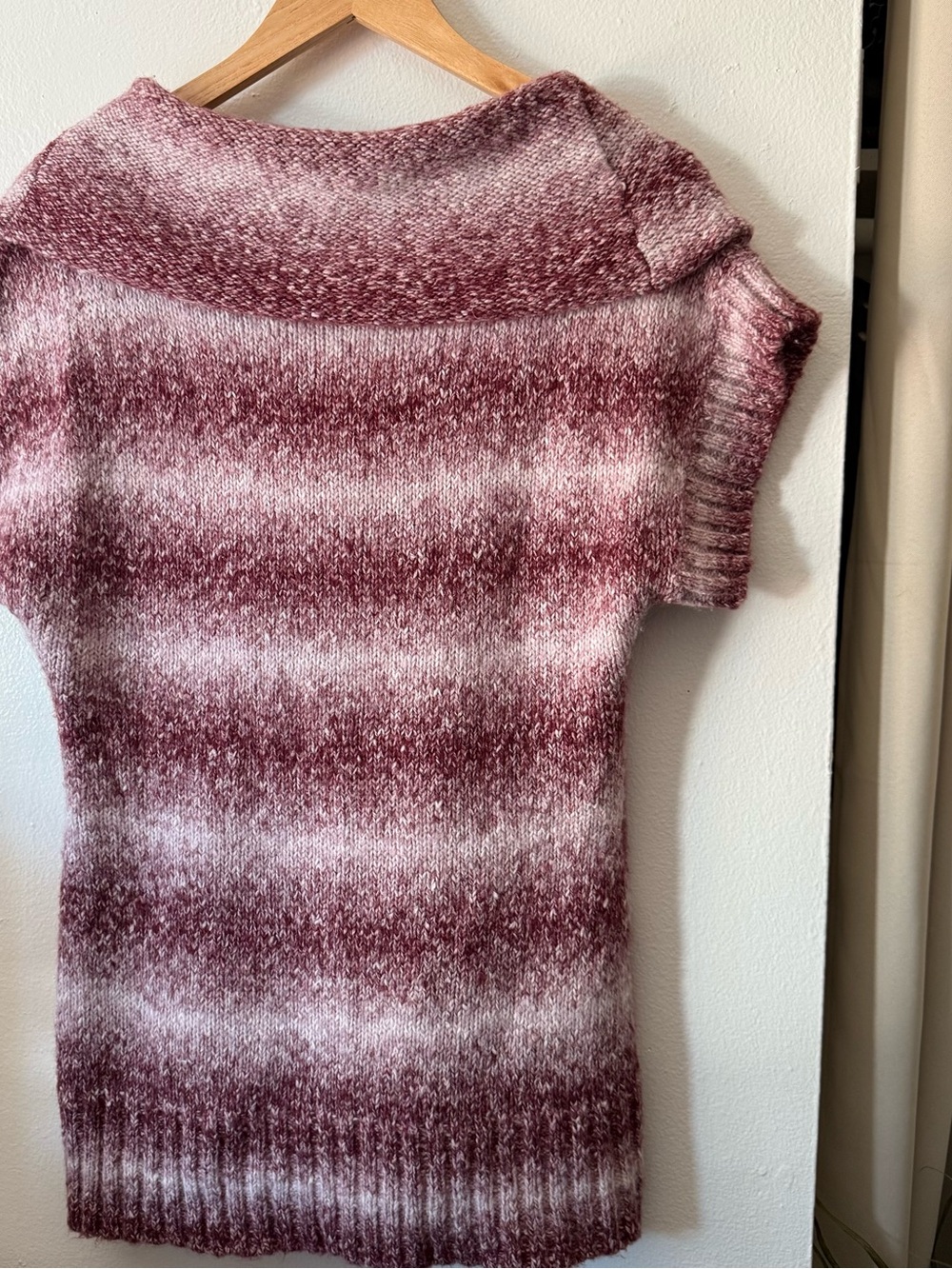 Y2K Maurices Mauve and Pink Marled Cowl Neck Short Sleeve Sweater - Picture 2 of 6